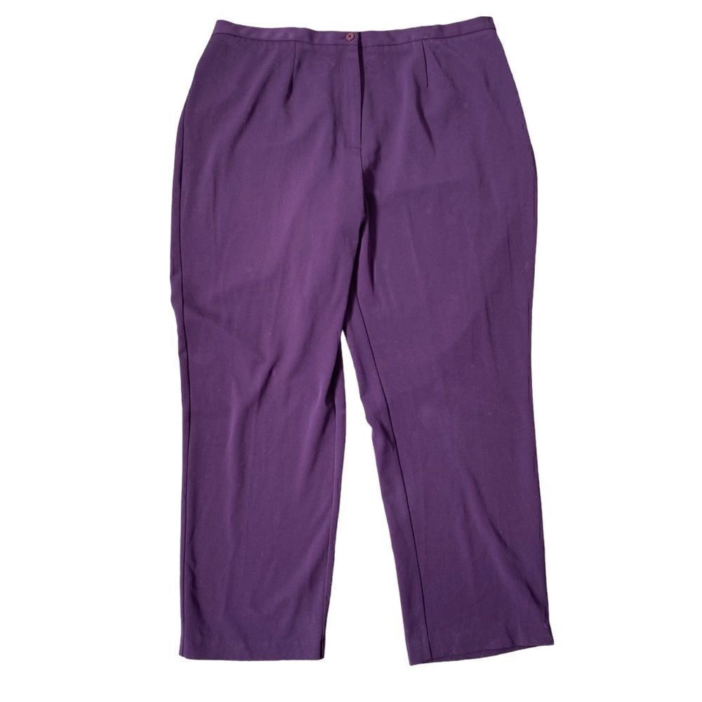 Bob Mackie Studio Womens Slacks Burgundy Zip Up Elastic Pants SZ 22W